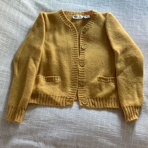 Yellow Button-down Wool Cardigan